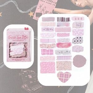 🆕 🎉 50 kawaii pink aesthetic ephemera PET stickers junk journaling & scrapbook